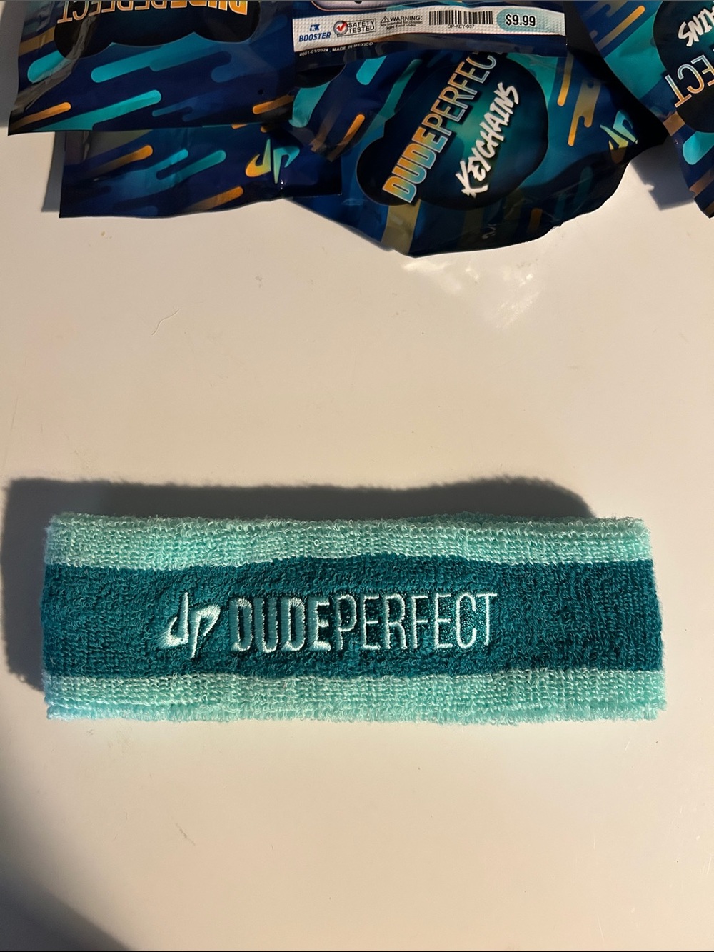 Dude Perfect Kids Terry Cloth Headband - Teal & Mint